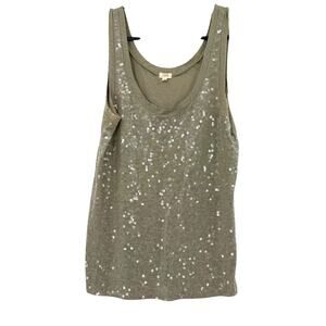 J. Crew Size XS Sequined Front Tank Top Sleeveless Shirt Blouse 100% Cotton